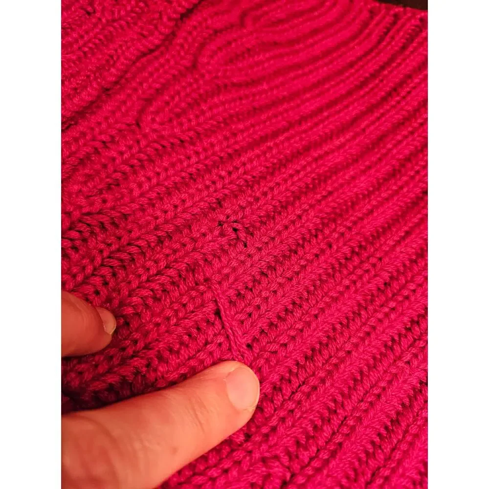 Eileen Fisher Raspberry Red Open-Front Ribbed Knit Cardigan - Picture 6 of 16